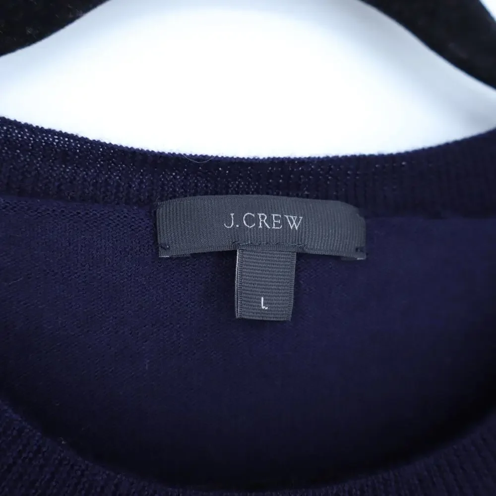 J. CREW Merino Wool Pullover Sweater Navy Lightweight Long Sleeve Women's L